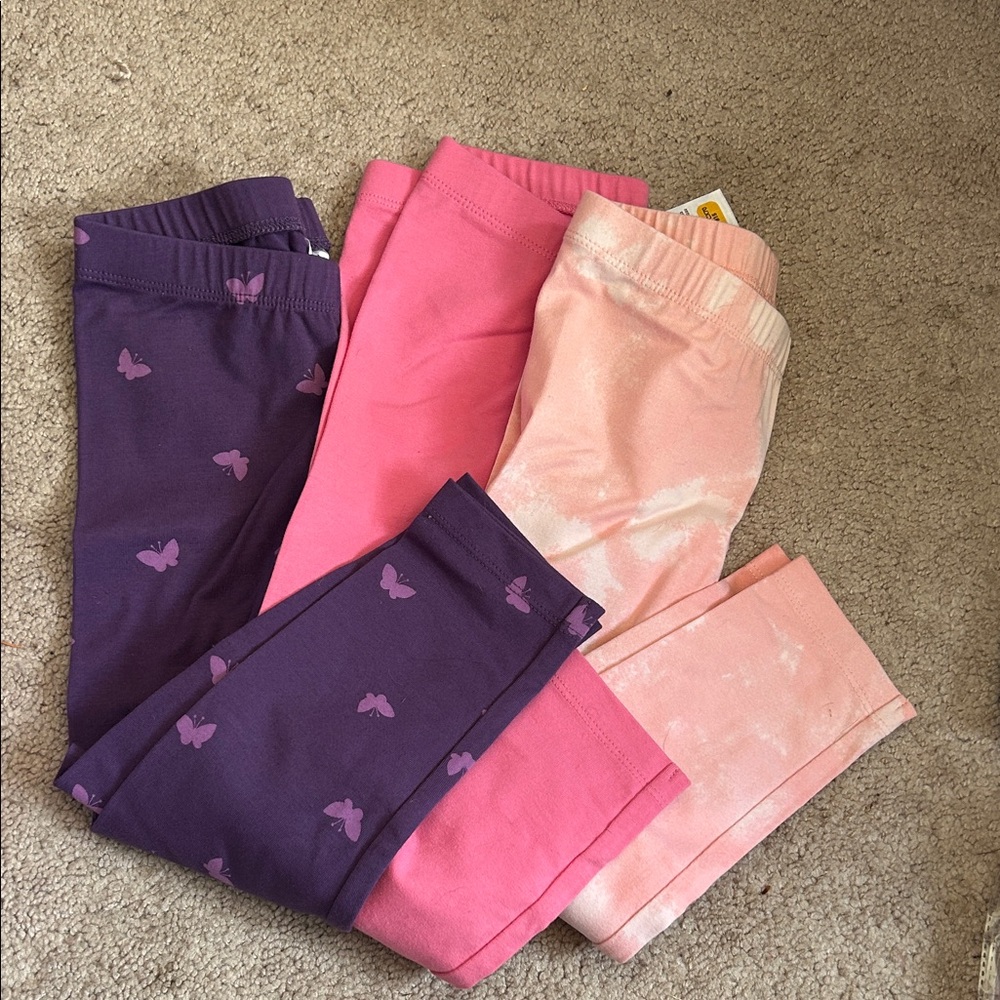 Charming Kids Leggings Trio - Purple, Pink, and Cream